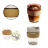 Oak Glass Mug with Cork Grip and Flip Lid – Stylish and Spill-Proof - Image 3