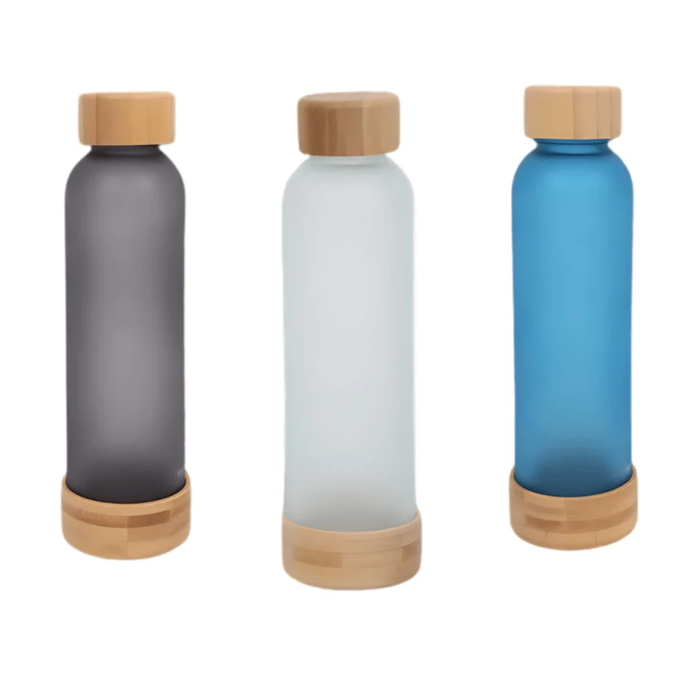 EcoFrost Frosted Glass Bottle with Bamboo Cap & Base – Sustainable Elegance