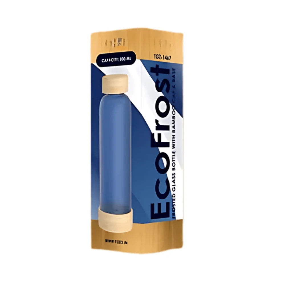 EcoFrost Frosted Glass Bottle with Bamboo Cap & Base – Sustainable Elegance - Image 3