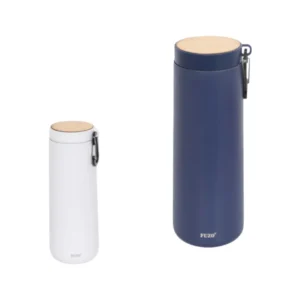 Swirl Double Wall Stainless Steel Bottle with Bamboo Top – Eco-Friendly and Stylish