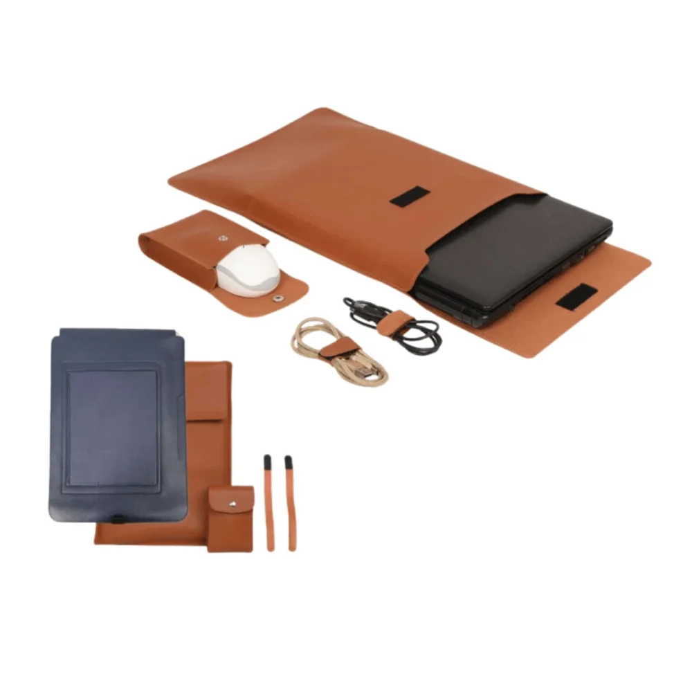 Terminal Leatherette Laptop Sleeve with Stand & Mouse Pad – Stylish and Functional