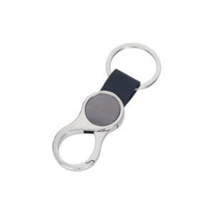 Customized Metal Key Chain – Sleek Corporate Gift in Black & Pale Grey