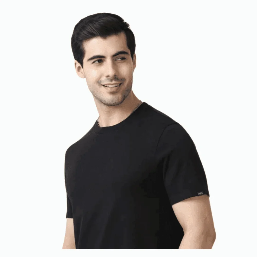 MS Polo Round Neck T-Shirt – Black | Comfortable