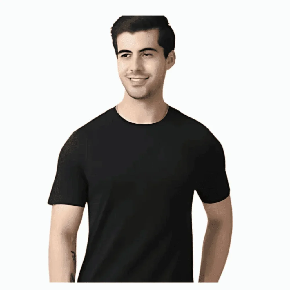 MS Polo Round Neck T-Shirt – Black | Comfortable - Image 2