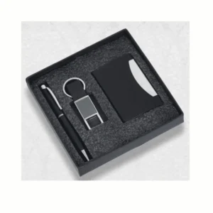 3-in-1 Black Combo Gift Set – Premium Pen, Keychain & Card Holder | Elegant Corporate Gift