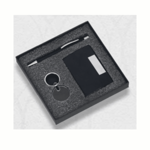 Premium 3-in-1 Luxury Gift Set – Black Pen, Keychain & Card Holder | Elegant Corporate Gift