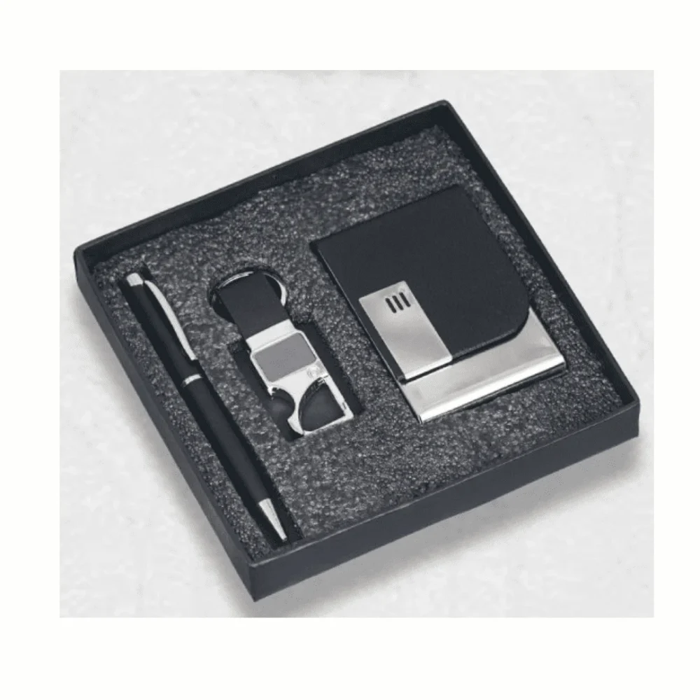 Premium 3-in-1 Gift Set – Pen, Keychain & Card Holder | Corporate Gift (Black)