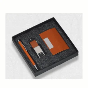 3-in-1 Premium Gift Set – Pen, Keychain & Card Holder | Corporate Gift (Brown)