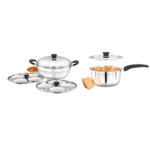 Multi Kadhai 8 Idli Cooker & Saucepan Combo – Versatile & Induction Friendly