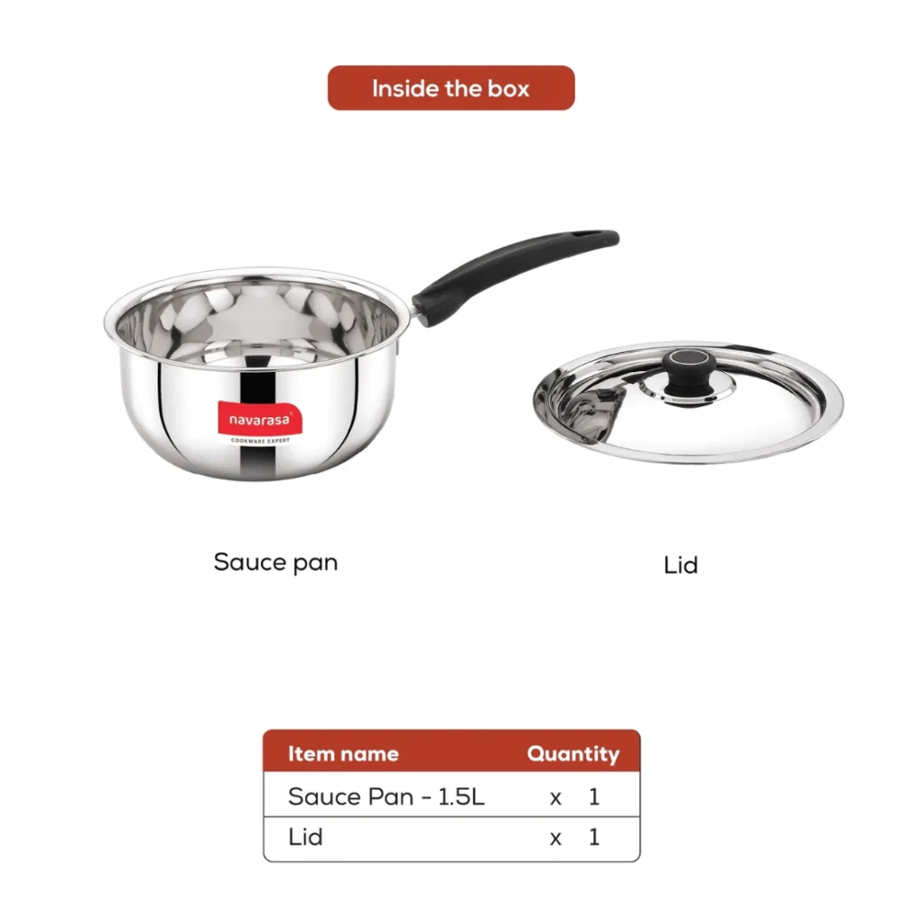 Sauce Pan | 1500ml with Lid | Stainless Steel - Induction Compatible