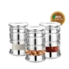 Canister Storage Jars | 3 Pc Set | Steel Gloss | 1000 ML
