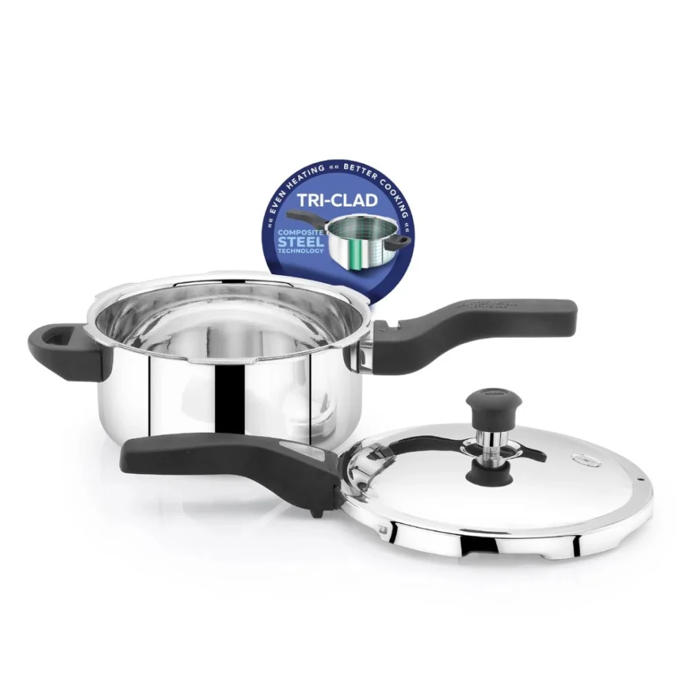 Triply Pressure Cooker 3L | Outer Lid | Stainless Steel | Induction Compatible | ISI Certified - Image 2