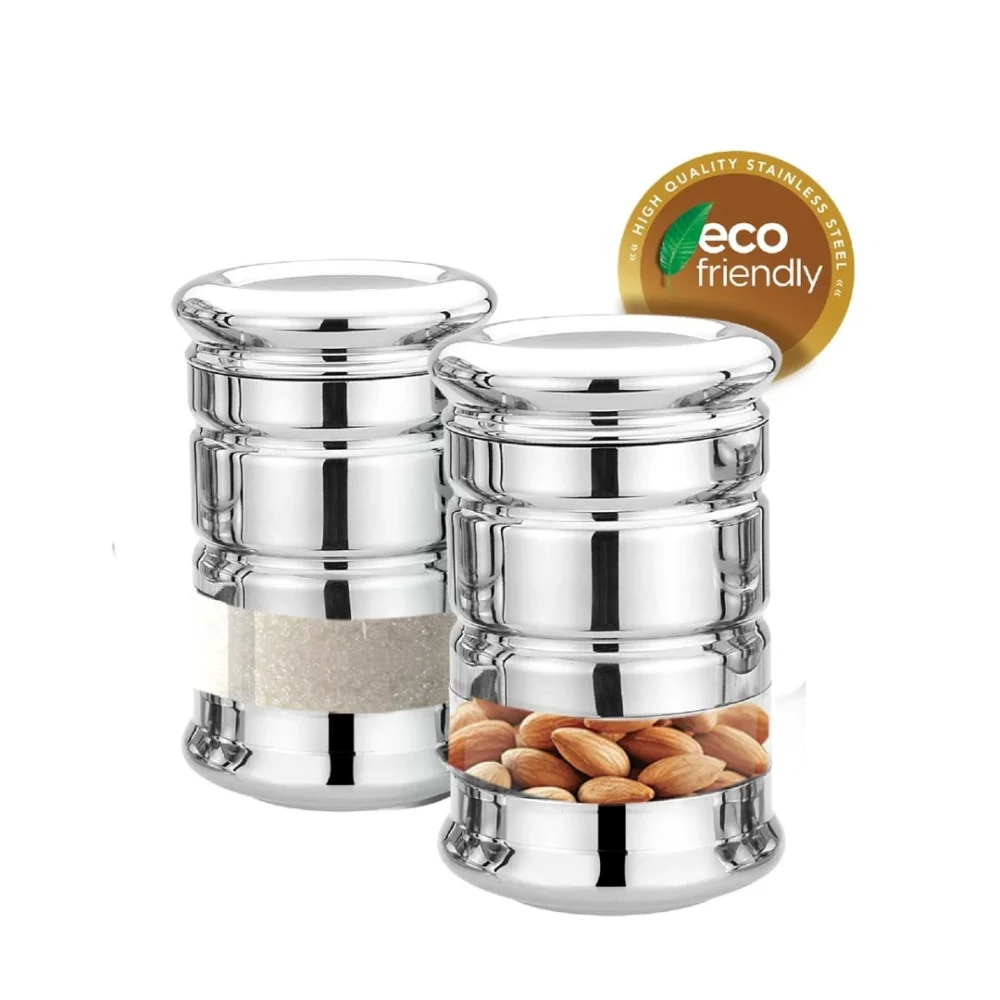 CANISTER Storage Jars | 2 Pc Set | Steel Gloss Finish | 1000 ML | Airtight | Durable & Stylish - Image 7