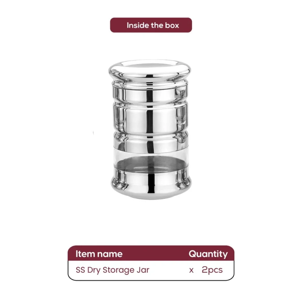CANISTER Storage Jars | 2 Pc Set | Steel Gloss Finish | 1000 ML | Airtight | Durable & Stylish - Image 3