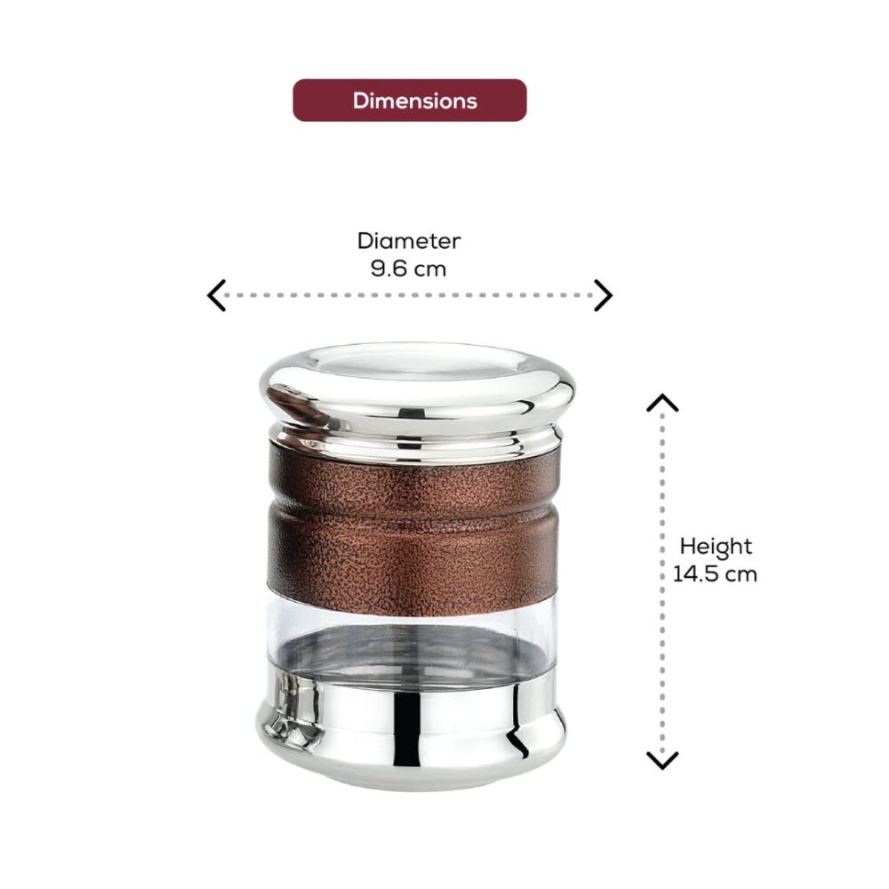 CANISTER Airtight Storage Jars | 2 Pc Set | Steel Antique Brown Finish | 600 ML | Airtight Containers | Kitchen Storage Jars - Image 3