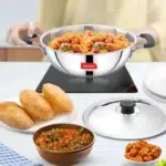 Premium Triply Kadai  22cm with Lid  Stainless Steel  2.45 L - Induction Compatible