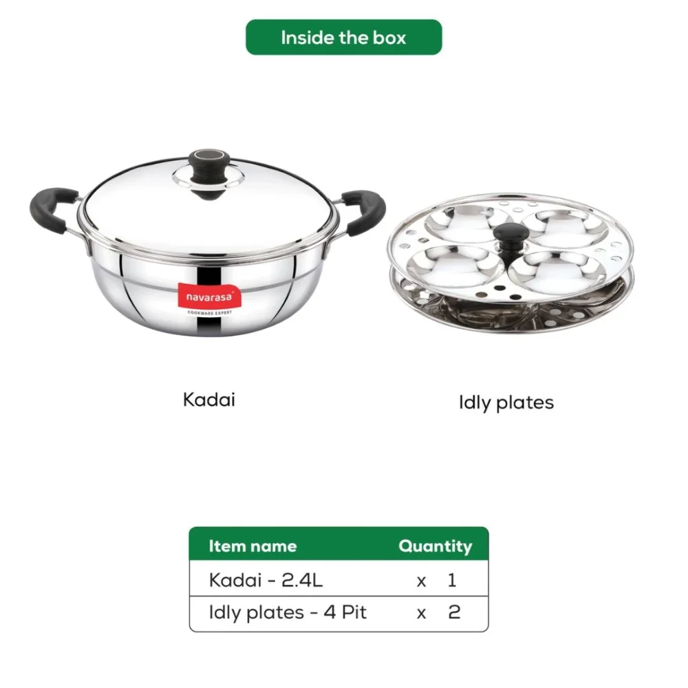 Multi Kadai Idly Maker – 8 Idlies | Stainless Steel | 2.4L | Induction Compatible - Image 3