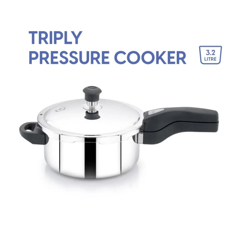 Triply Pressure Cooker 3L | Outer Lid | Stainless Steel | Induction Compatible | ISI Certified - Image 3