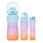 Motivational Water Bottle with Quotes & Time Marker set of 3 such as 2000ml,900ml,300ml
